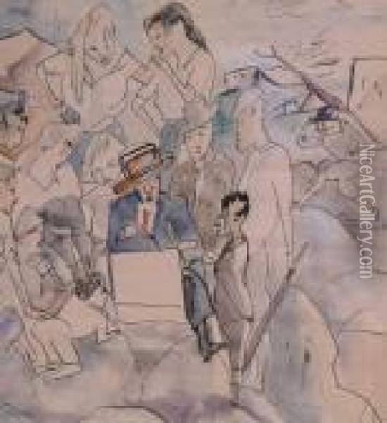 The Town Scribe Oil Painting - Jules Pascin