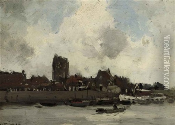 Gezicht Op Woudrichem (view Of Woudrichem) Oil Painting - Willem George Frederik Jansen