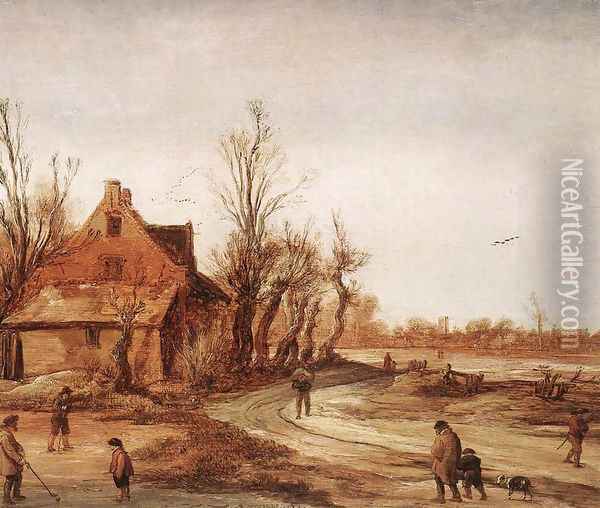 Winter Landscape 1623 Oil Painting - Esaias Van De Velde