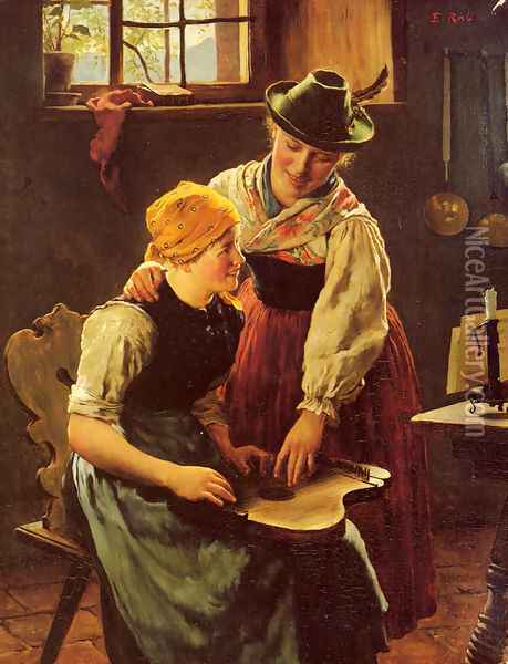 The Music Lesson Oil Painting - Emil Rau