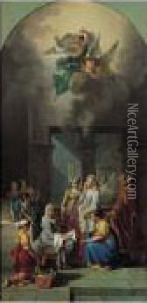 La Naissance De La Vierge Evangiles Apocryphes. Oil Painting - Guillaume Joseph Roques