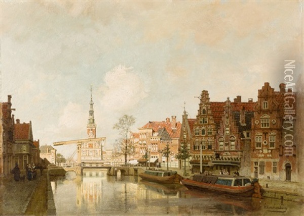 Alkmaar - Blick Vom Luttik Oudorp Zur Waag Oil Painting - Johannes Christiaan Karel Klinkenberg