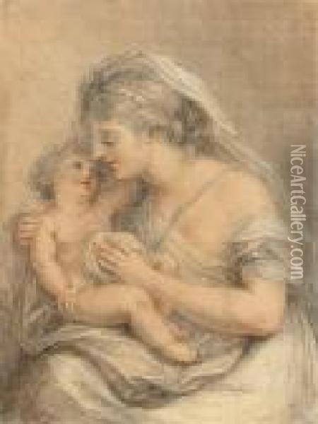 A Mother And Her Child Oil Painting - Francesco Bartolozzi