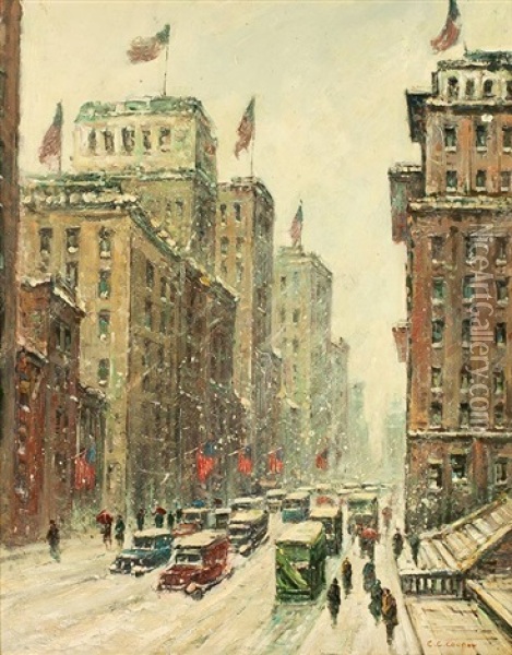 Snow Storm In New York City Oil Painting - Colin Campbell Cooper