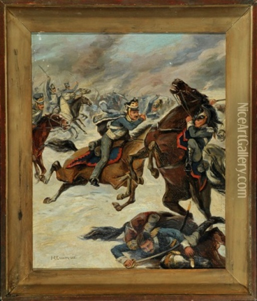 Reitende Soldaten In Der Schlacht Oil Painting - Nikolai Semenovich Samokish