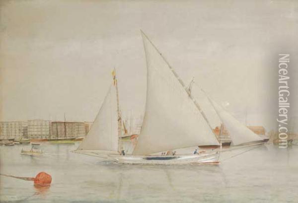 Barcos Oil Painting - Jean-Baptiste-Adolphe Gibert