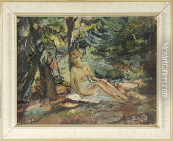 Weiblicher Akt In Waldlandschaft Oil Painting - Carl Hans Schrader-Velgen