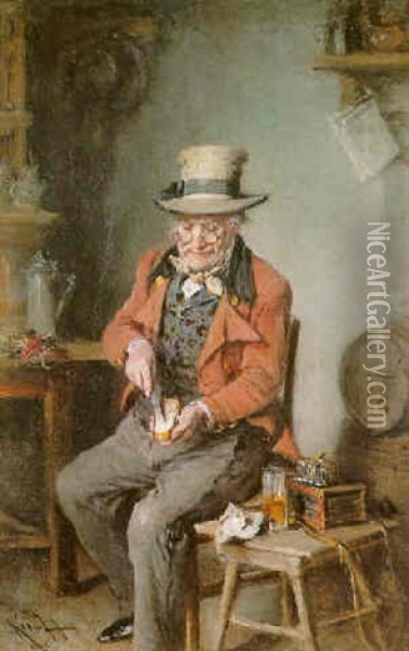 The Frugal Meal Oil Painting - Hermann Kern
