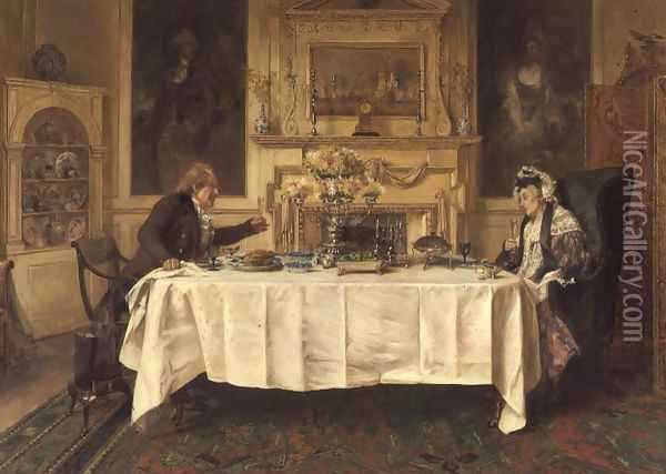 Darby and Joan Oil Painting - Walter-Dendy Sadler