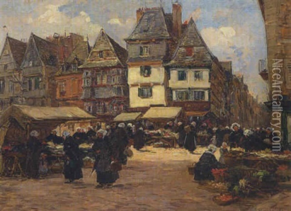 Markttreiben In Einem Alten Stadtchen (im Eisas?) Oil Painting - Fernand Marie Eugene Legout-Gerard