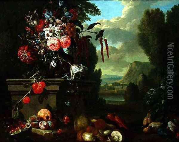 Flowers in a vase Oil Painting - Jacobus Melchior van Herck