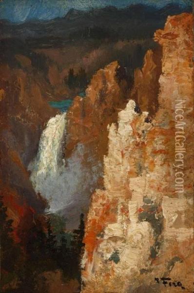 Yellowstone Falls Oil Painting - John Fery