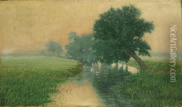 Beek In Een Landschap Oil Painting - Adriaan Josef Heymans