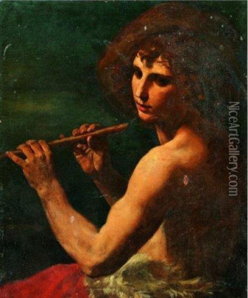 Le Jeune Flutiste Oil Painting - Simone Cantarini Il Pesarese