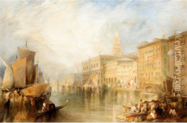 The Canale Grande, Venice Oil Painting - James Holland