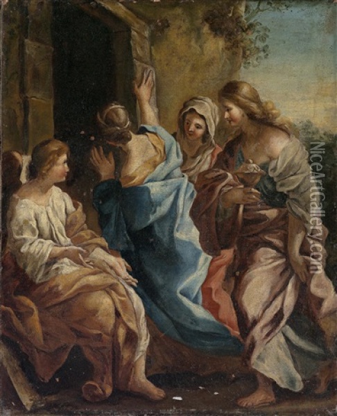 Die Drei Marien Am Grabe Christi Oil Painting - Giovanni Francesco Romanelli