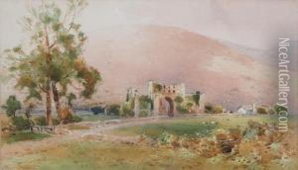 Llanthorny Abbey:- ... Monmouthshire Oil Painting - Frederick Tucker