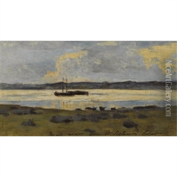 Boats On A Lake Oil Painting - Isaak Levitan