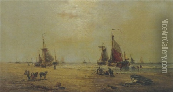 Plage De Scheveningen (hollande) Oil Painting - Auguste Henri Musin