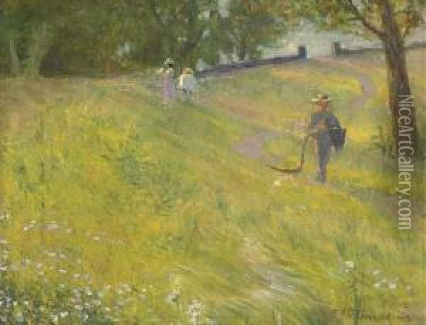 Picking Daisies Oil Painting - Frank Henry (Hector) Tompkins