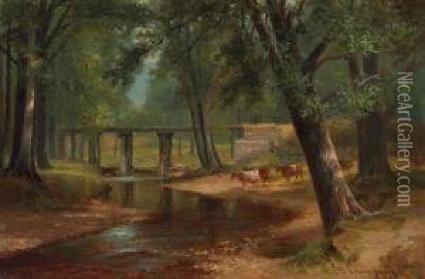 Old Bridge, North Conway Oil Painting - Benjamin Champney
