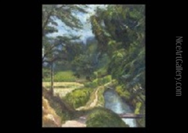 Streams Landscape Oil Painting - Hakuyo Kurata