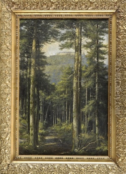 Waldstuck Mit Blick Auf Das Wallfahrts-kloster Odilienberg Oil Painting - Julius F. Dielmann
