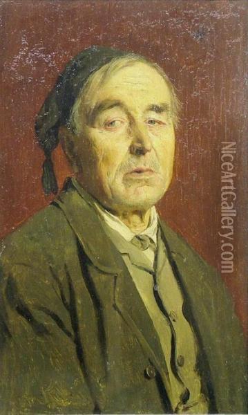 Portrait Of A Tiredelderly Gentleman In A Grey Coat Oil Painting - James Abbott McNeill Whistler