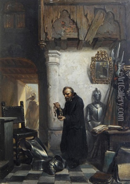 The Arms Dealer Oil Painting - Josef Hendrik Hubert Lies