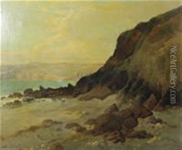Cote Rocheuse, Presqu'ile Du Cotentin Oil Painting - Jules Bahieu