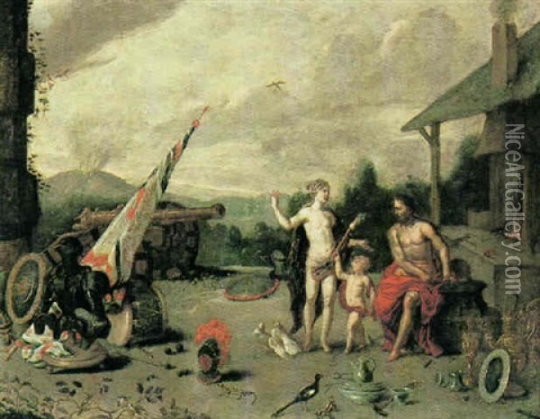 Eros Ubergibt Seiner Mutter Venus Das Schmiedefeuer Des Hephaistos Oil Painting - Jan van Kessel the Elder