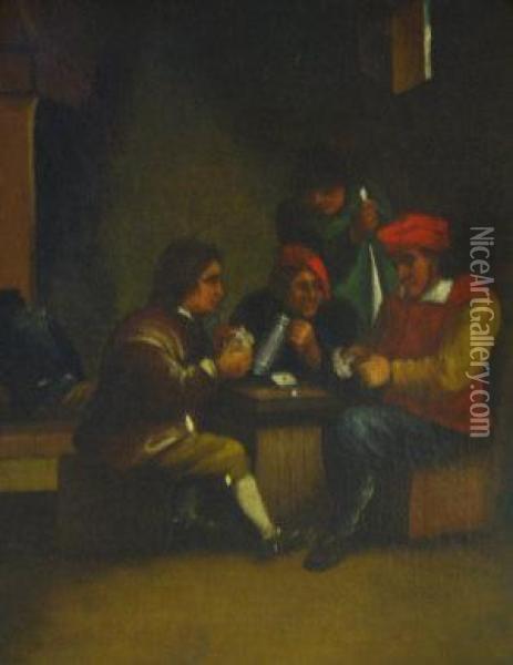 Peasants In A Tavern Oil Painting - David The Younger Teniers