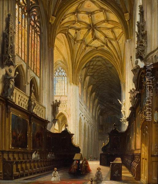 Sint Jakobskerk Te Luik Oil Painting - Jules Victor Genisson