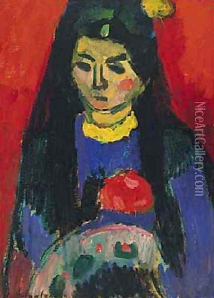 Red Blossom Oil Painting - Alexei Jawlensky