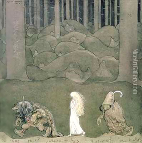 The Princess and the Trolls Oil Painting - John Bauer