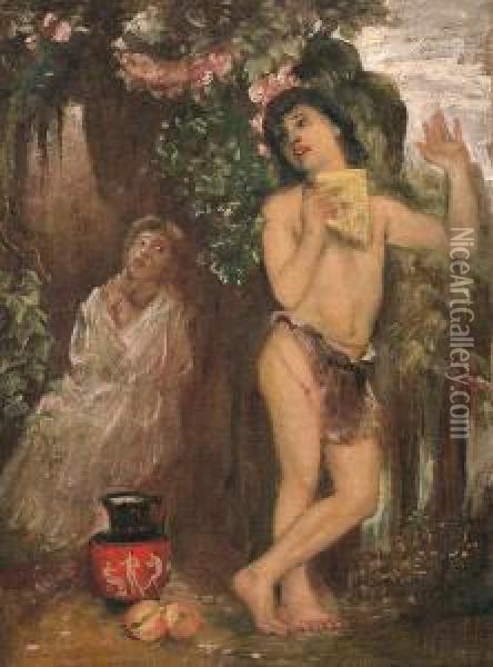 Daphnis E Amaryllis (die Klage Des Hirten - Il Lamento Del
 Pastore) Oil Painting - Otto Vermehren