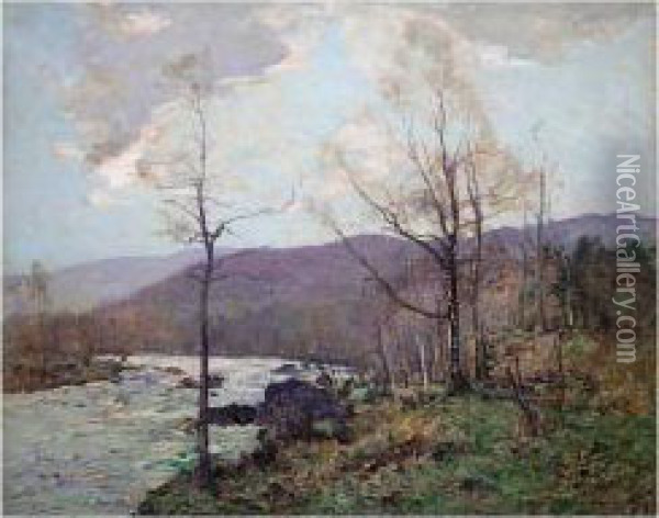 A Winter River Scene Oil Painting - Robert Mcgown Coventry