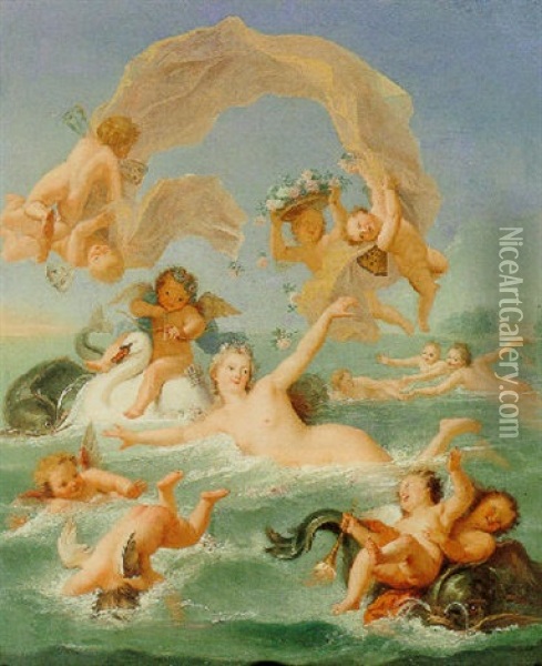 Venus Frolicking In The Sea With Nymphs And Putti Oil Painting - Antoine Coypel