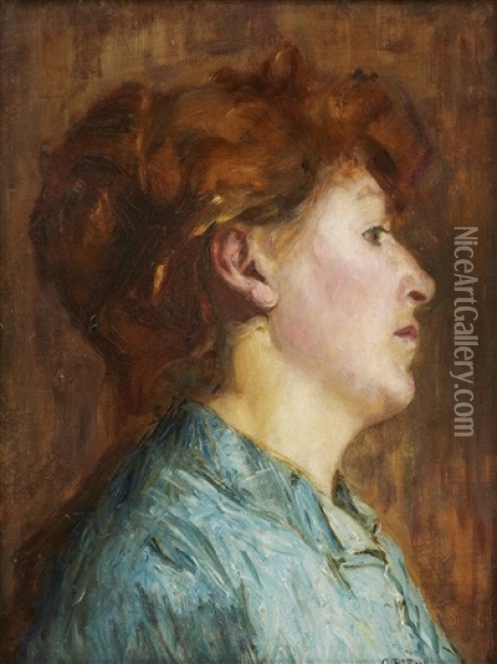 Portratt Av Konstnarens Hustru Oil Painting - Gustaf-Oskar Bjoerk