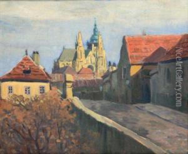 From Old Prague Oil Painting - Jaroslav Simunek