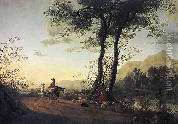 A Road Near A River Oil Painting - Aelbert Cuyp