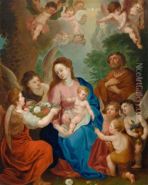 Mary With The Angels Oil Painting - Hendrik van Balen the Elder