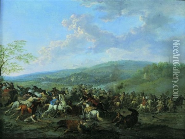 Scene De Choc De Cavalerie Oil Painting - Karel Breydel
