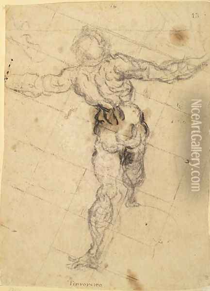 Study of a Male Nude from Behind, c.1577 Oil Painting - Jacopo Tintoretto (Robusti)
