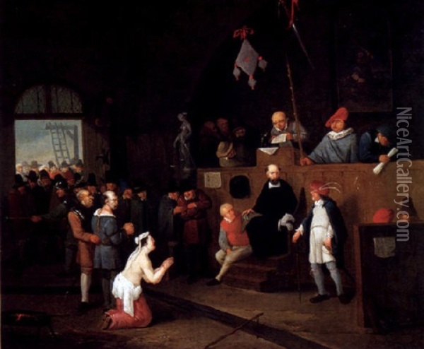 Eine Gerichtsszene Oil Painting - Egbert van Heemskerck the Younger