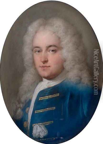 Portrait of Thomas Chase (1729-88), half-length, in a blue coat Oil Painting - Rosalba Carriera