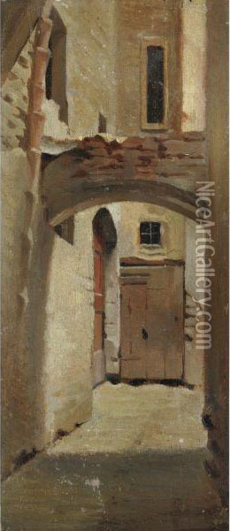 Vicolo Del Campidoglio Oil Painting - Giuseppe Abbati