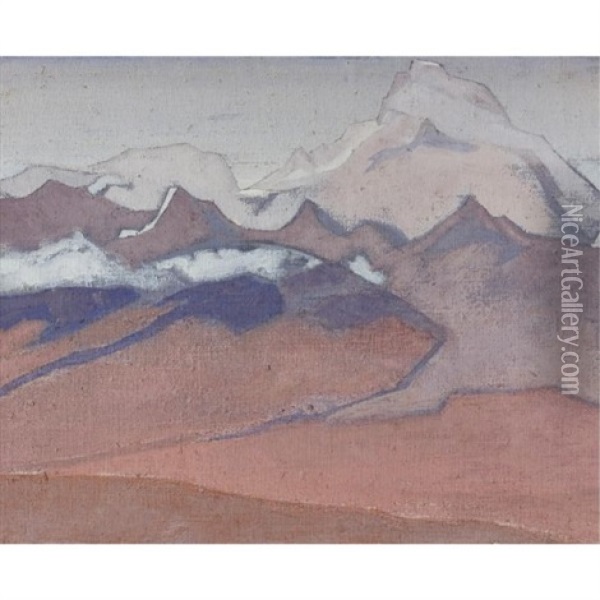On The Way To Shekar Dzong Oil Painting - Nikolai Konstantinovich Roerich