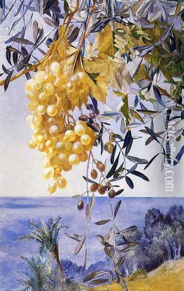 A Cluster of Grapes Oil Painting - Henry Roderick Newman