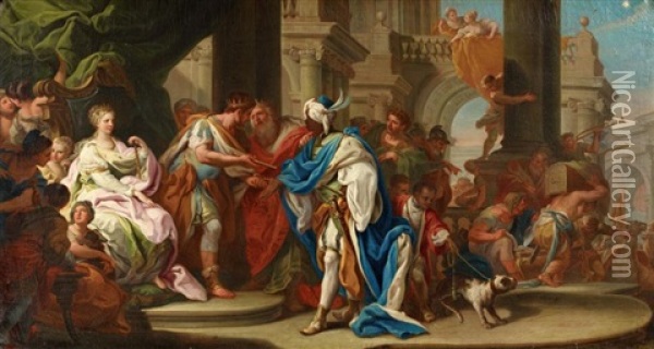 Die Heiligen Drei Konige Vor Herodes Oil Painting - Sebastiano Conca